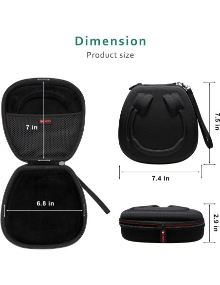 Funda Dura XANAD para Auriculares Logitech y JLab - Negro