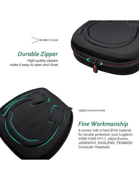 Funda Dura XANAD para Auriculares Logitech y JLab - Negro