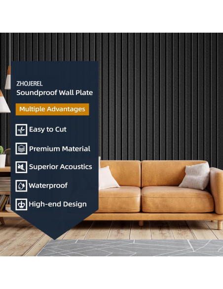 Paquete de 3 Paneles Aislantes Acústicos ZHOJEREL 120x60 cm