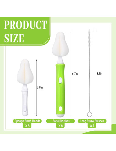 Juego de Cepillos para Biberones Willinglong 22 Pcs - 12 Cabezas