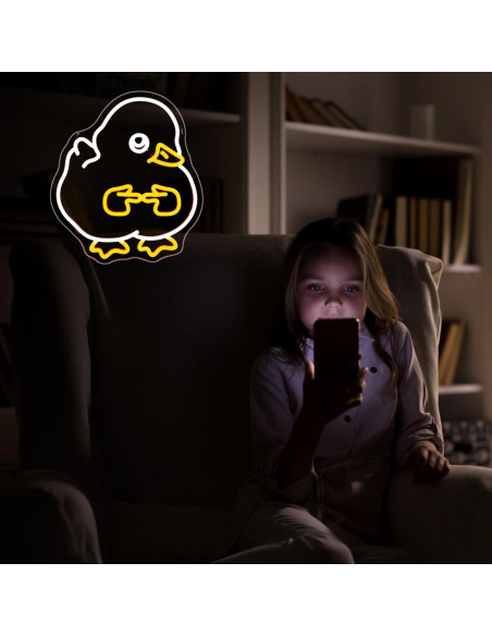 Luz de Neón LED JGHTURIE Pato Amarillo para Decoración
