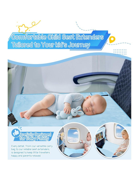 Cama de avión portátil Ravasen para niños 1-4 años azul