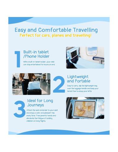 Cama de avión portátil Ravasen para niños 1-4 años azul