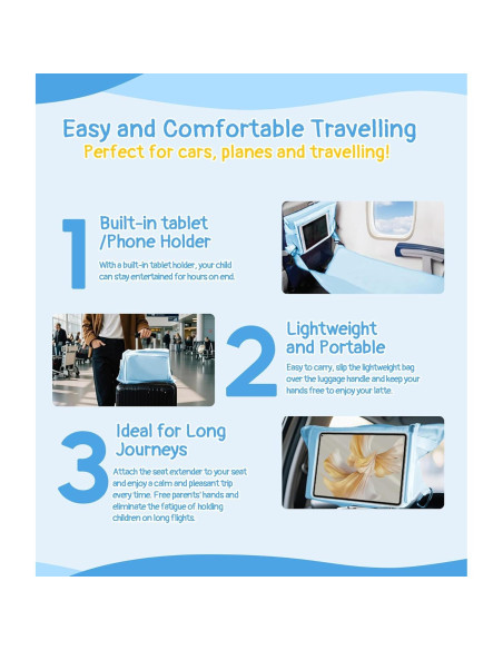 Cama de avión portátil Ravasen para niños 1-4 años azul