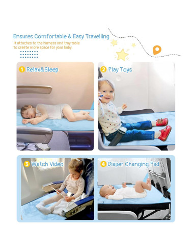 Cama de avión portátil Ravasen para niños 1-4 años azul