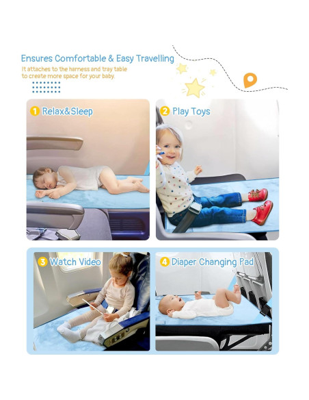 Cama de avión portátil Ravasen para niños 1-4 años azul