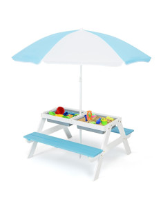 Mesa de Picnic para Niños Costzon 4 en 1 con Paraguas Ajustable
