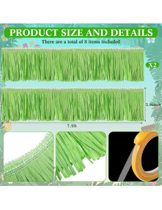 Falda de Mesa Hawaiana Verde 1.19 x 4.57 m - 2 Rollos 2