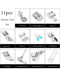 Juego de 11 Patas de Prensatelas YEQIN para Máquina de Coser 2