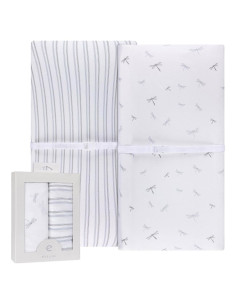 Funda de Cambiador Ely's & Co. 100% Algodón Jersey Azul Rayas