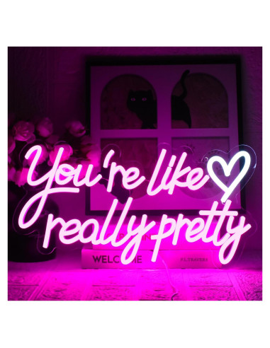 Señal de Neón LED Rosa Eres Como Realmente Bonita 42x22cm