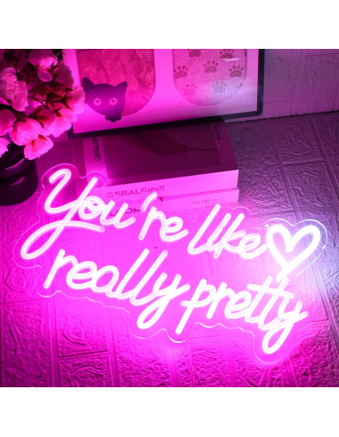 Señal de Neón LED Rosa Eres Como Realmente Bonita 42x22cm