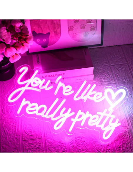 Señal de Neón LED Rosa Eres Como Realmente Bonita 42x22cm
