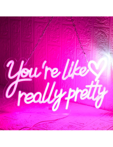 Señal de Neón LED Rosa Eres Como Realmente Bonita 42x22cm