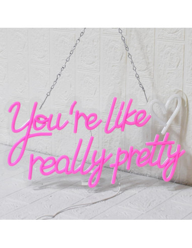 Señal de Neón LED Rosa Eres Como Realmente Bonita 42x22cm