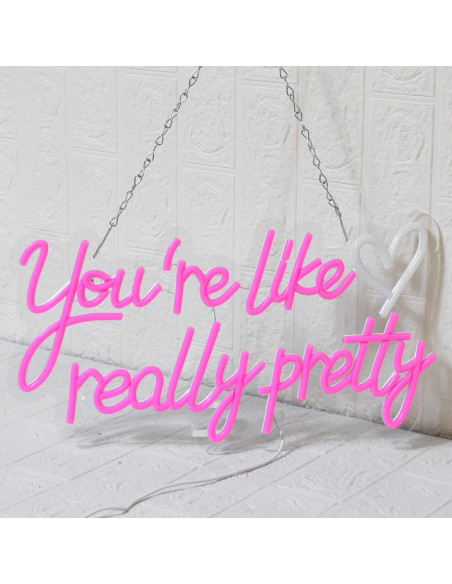 Señal de Neón LED Rosa Eres Como Realmente Bonita 42x22cm