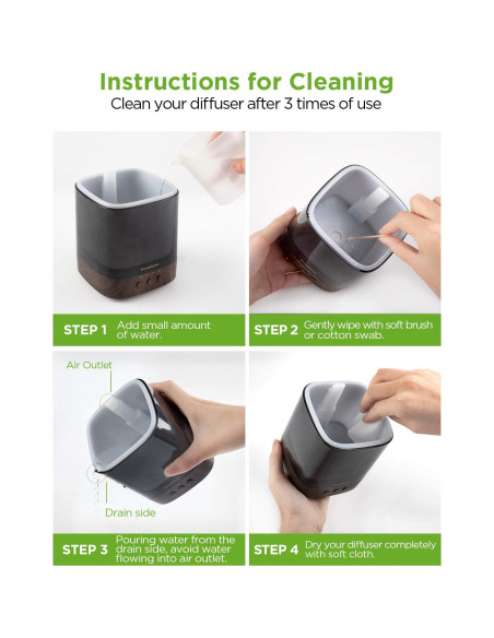 Difusor de Aceites Esenciales InnoGear 300ml, Humidificador Ultrasónico, 4 Temporizadores, Luces LED