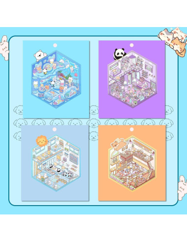 Set de Stickers 3D Reutilizables Lestp - 4 Piezas para DIY