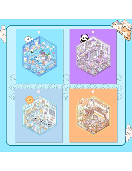 Set de Stickers 3D Reutilizables Lestp - 4 Piezas para DIY