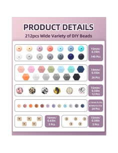 Kit de Perlas de Silicona Skalamio 202 Piezas 15mm Multicolor 2