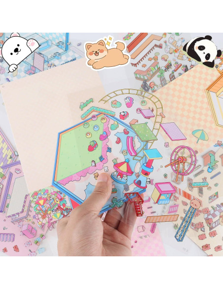 Set de Stickers 3D Reutilizables Lestp - 4 Piezas para DIY