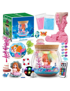 Kit de Terrario DIY Sirena Woumserta con Luz LED 13 Colores