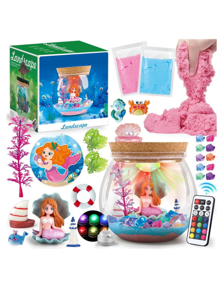 Kit de Terrario DIY Sirena Woumserta con Luz LED 13 Colores Kit de Terrario DIY Sirena Woumserta con Luz LED 13 Colores