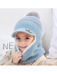 Conjunto de gorro y bufanda de invierno Genérico para bebés y niños 2