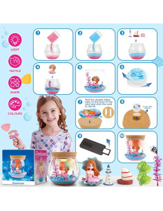 Kit de Terrario DIY Sirena Woumserta con Luz LED 13 Colores 2