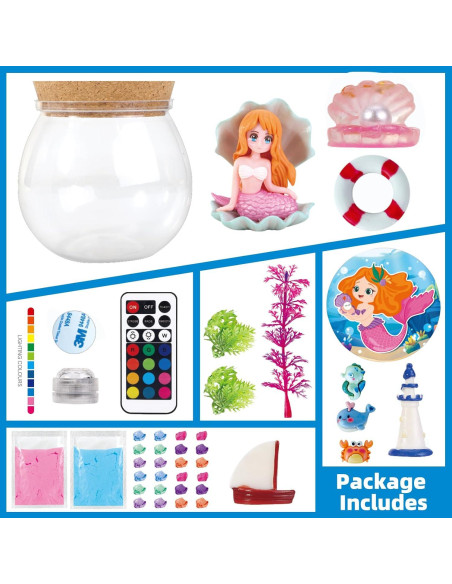 Kit de Terrario DIY Sirena Woumserta con Luz LED 13 Colores Kit de Terrario DIY Sirena Woumserta con Luz LED 13 Colores