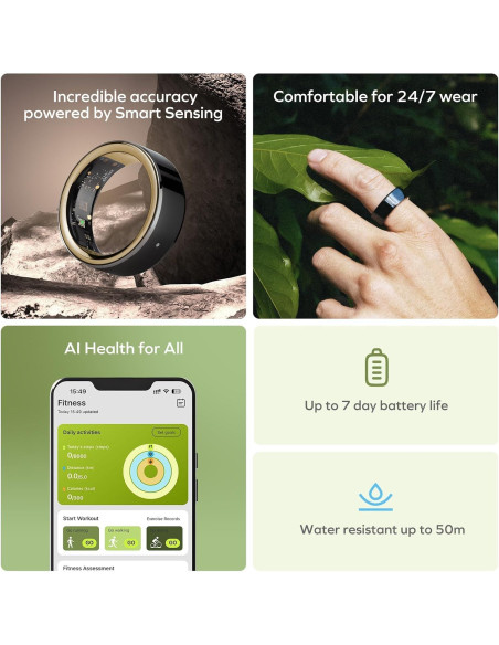 Anillo Inteligente MOMAX Tamaño 7 - Rastreador de Sueño y Salud