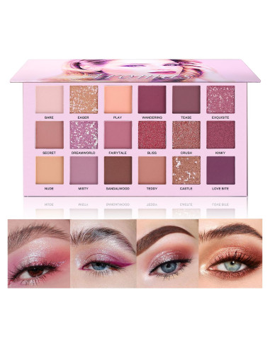 Paleta de Sombras de Ojos Nude Aromas 18 Colores Larga Duración
