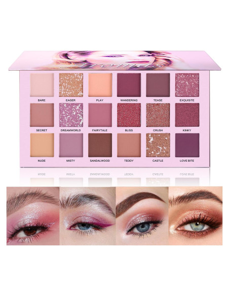 Paleta de Sombras de Ojos Nude Aromas 18 Colores Larga Duración