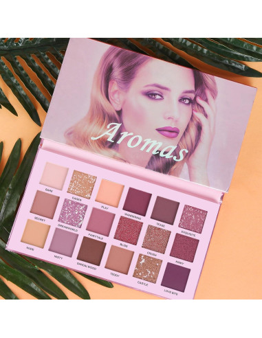 Paleta de Sombras de Ojos Nude Aromas 18 Colores Larga Duración