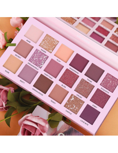 Paleta de Sombras de Ojos Nude Aromas 18 Colores Larga Duración