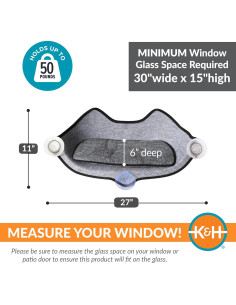 Cama de Ventana para Gatos K&H EZ Montaje Cara de Gatito 76x38cm 2