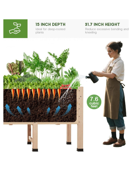 Huerto Elevado Amerlife 4x2 Pies Madera con Drenaje 40.64 cm