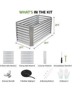 Cama de Jardín Elevada GoCampDirect 1.22x0.61x0.61m Plata 2