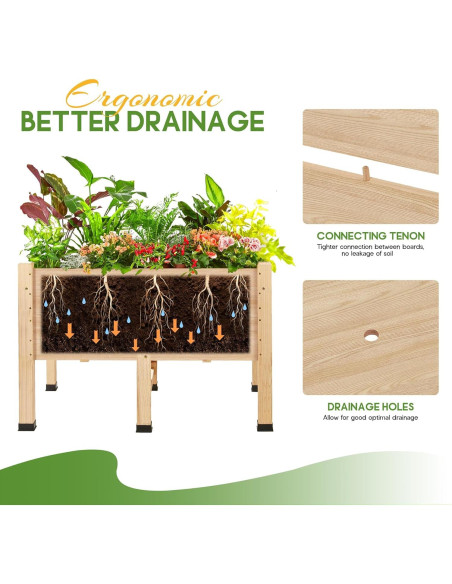 Huerto Elevado Amerlife 4x2 Pies Madera con Drenaje 40.64 cm