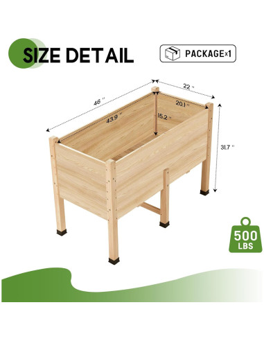 Huerto Elevado Amerlife 4x2 Pies Madera con Drenaje 40.64 cm