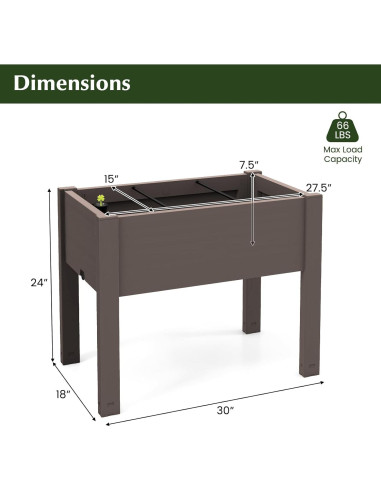 Cama de Jardín Elevada Giantex 53L con Autorriego y Drenaje