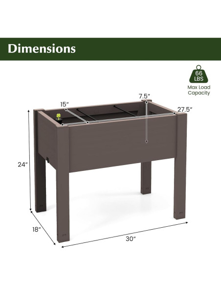 Cama de Jardín Elevada Giantex 53L con Autorriego y Drenaje
