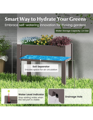 Cama de Jardín Elevada Giantex 53L con Autorriego y Drenaje