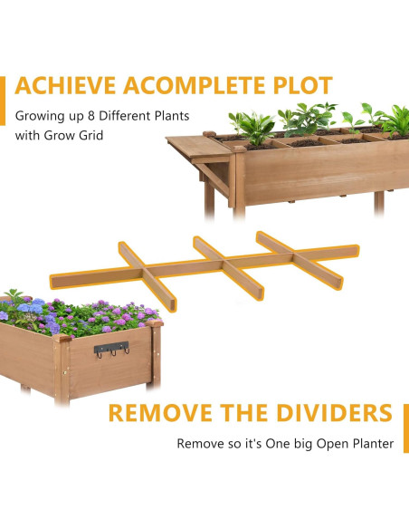 Cama de Jardín Elevada Móvil Ketive 140.97x60.96cm Marrón