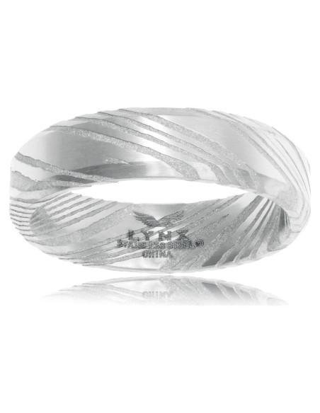 Anillo de Acero Damasco Metro Jewelry para Hombres - 8 mm - Talla 9 a 11