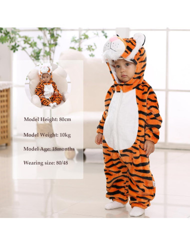 Disfraz de Tigre para Bebés TONWHAR 2-3 Meses Naranja