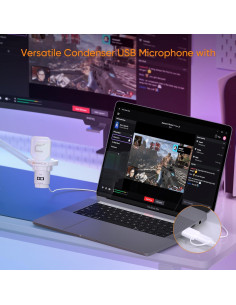 Micrófono USB COMICA Uni A-Cableado para PC y Gaming - Blanco 2