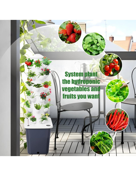 Torre Hidropónica Vertical GIFZES 30 Plantas 10L Riego Automático