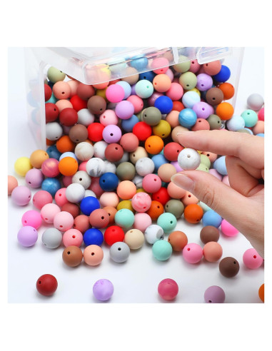 Lyrow 500 Perlas de Silicona Coloridas 15 mm para Manualidades