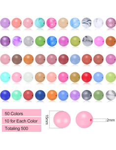 Lyrow 500 Perlas de Silicona Coloridas 15 mm para Manualidades 2
